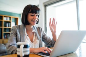 Woman working at home office